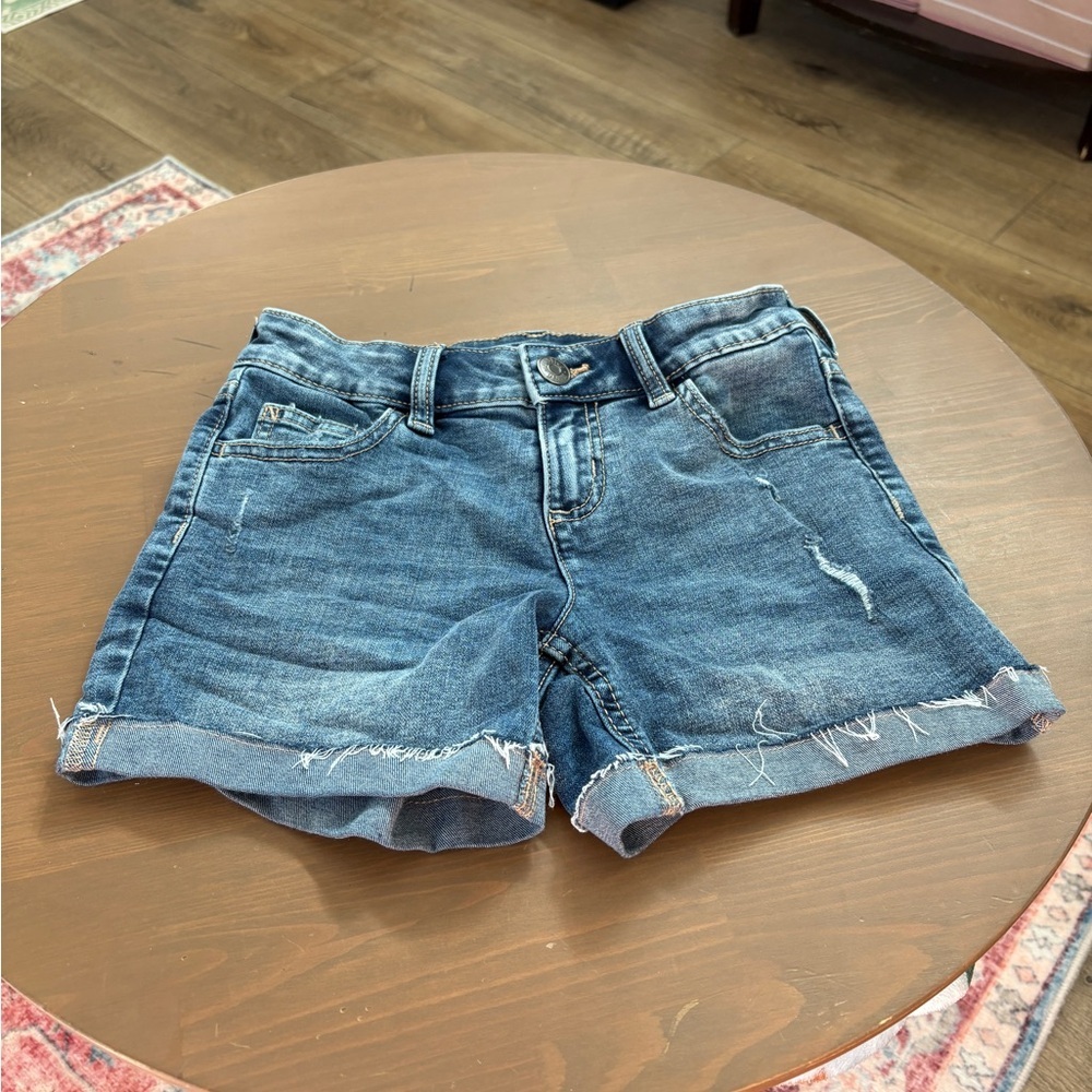 Justice Blue Denim Shorts with Frayed Hem Distressed Summer Beach